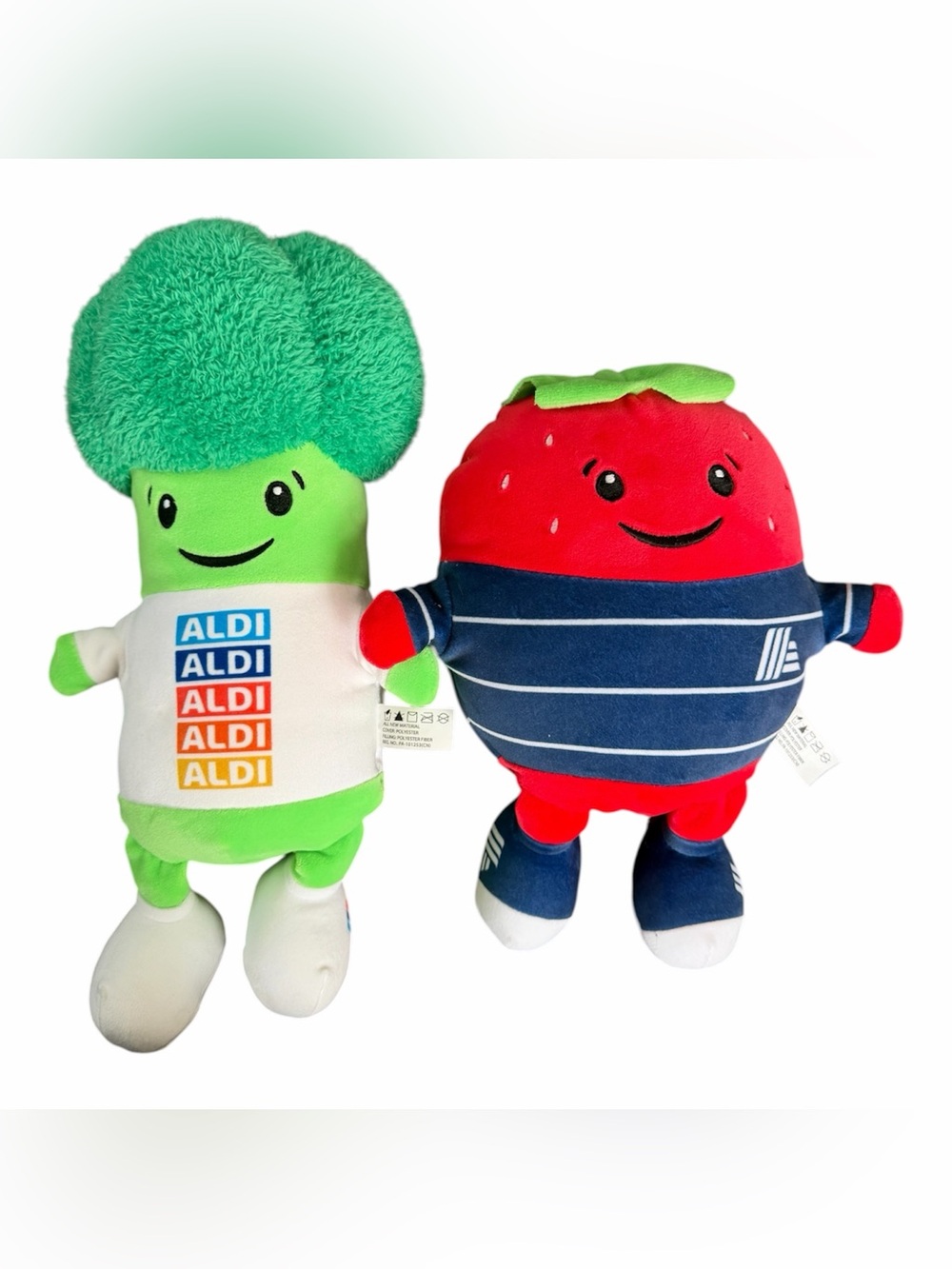 Aldi 12" Plush 2pc Set Produce Crew Fruit Vegetable Broccoli Strawberry